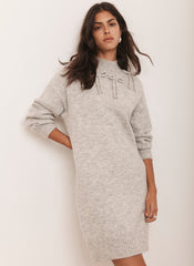 Grey Bow Knit Mini Dress