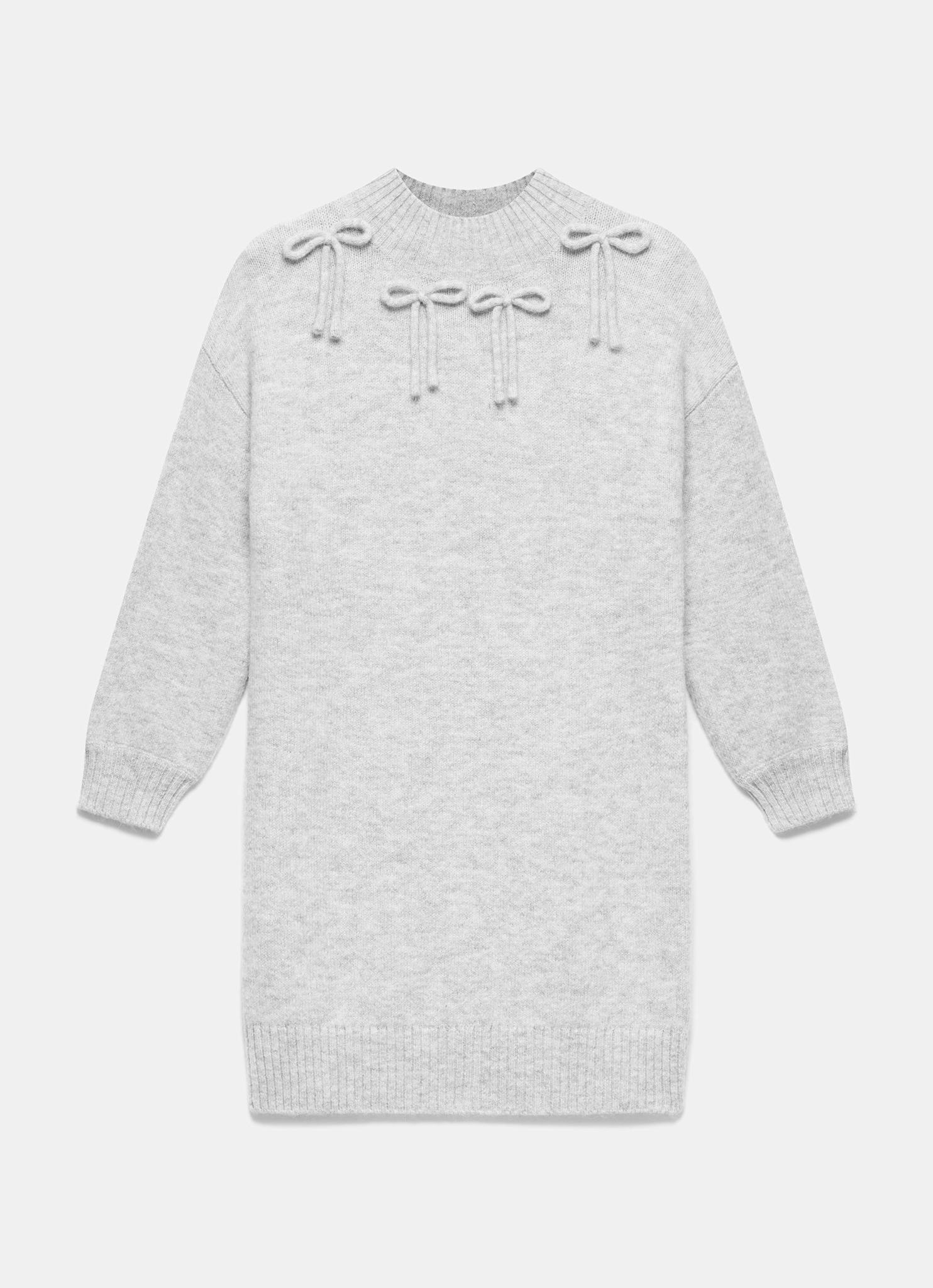 Grey Bow Knit Mini Dress