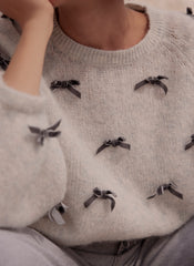 Grey Alpaca Blend Bow Detail Jumper