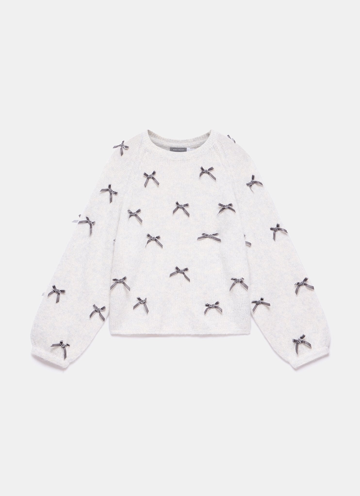 Grey Alpaca Blend Bow Detail Jumper