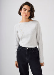 Grey Button Detail Knit Top
