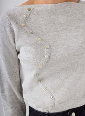 Grey Button Detail Knit Top