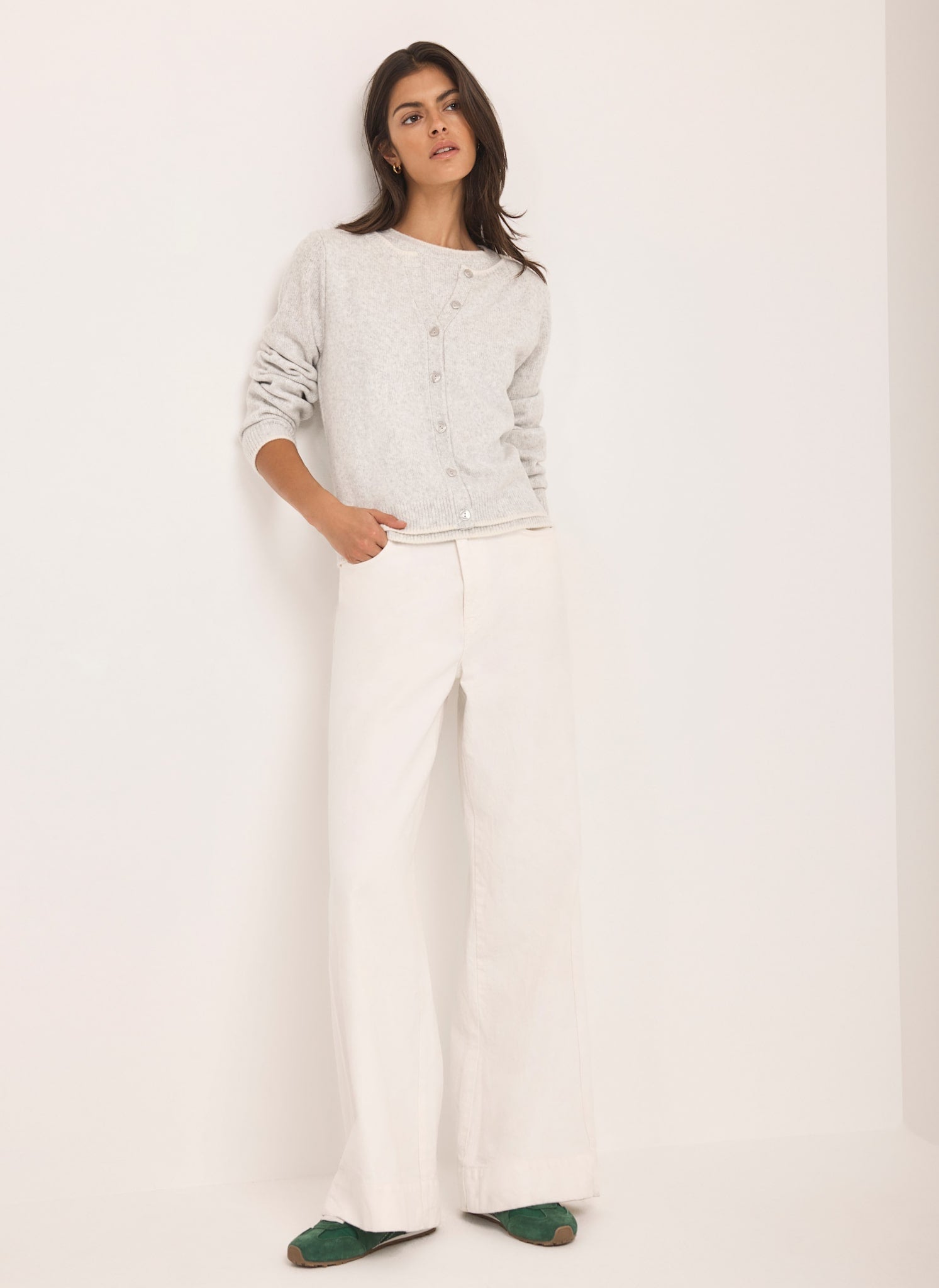 Grey Double Layer Knit Cardigan