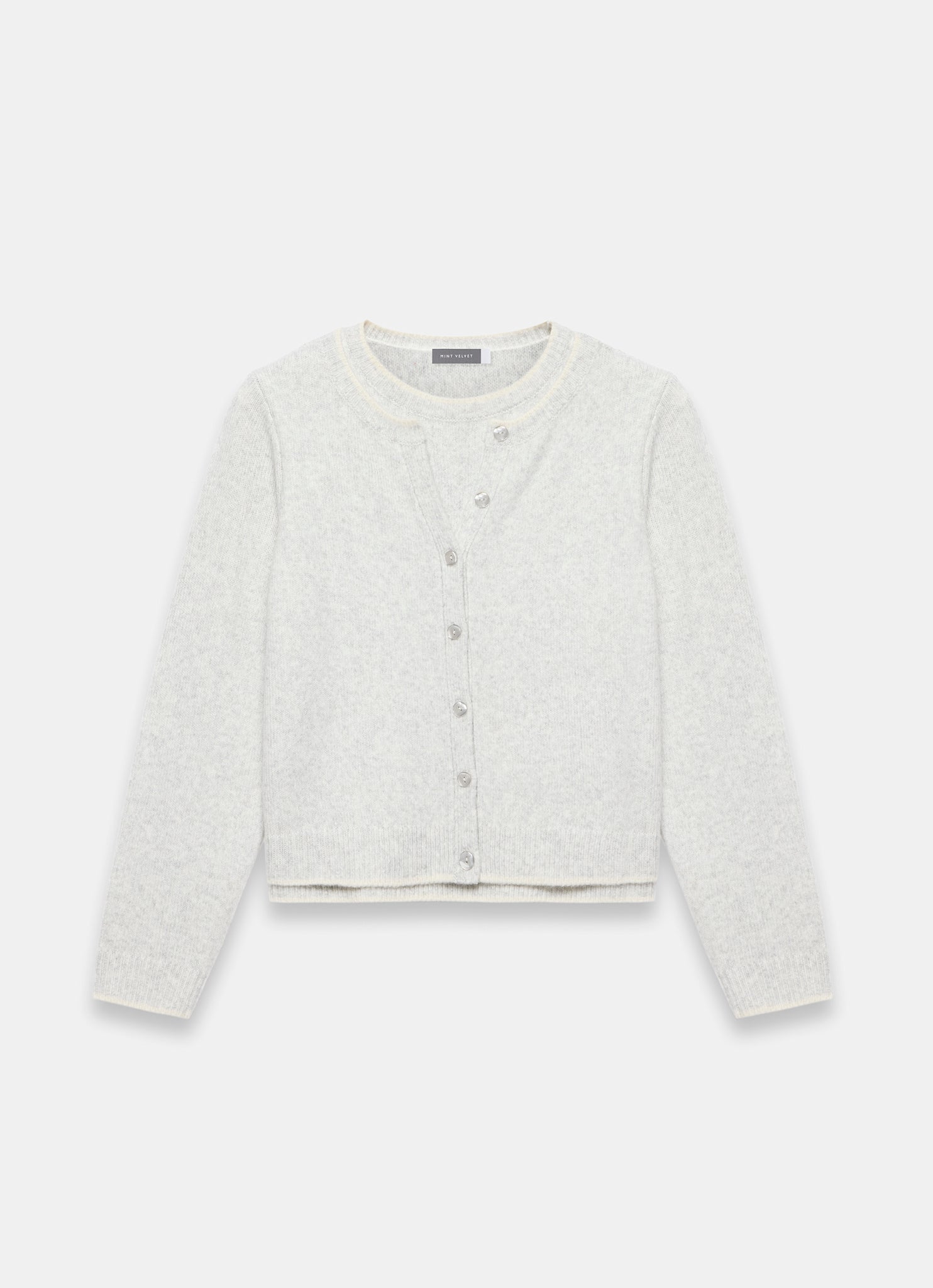 Grey Double Layer Knit Cardigan