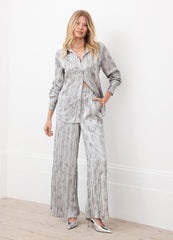 Silver Embellished Wide Leg Trousers