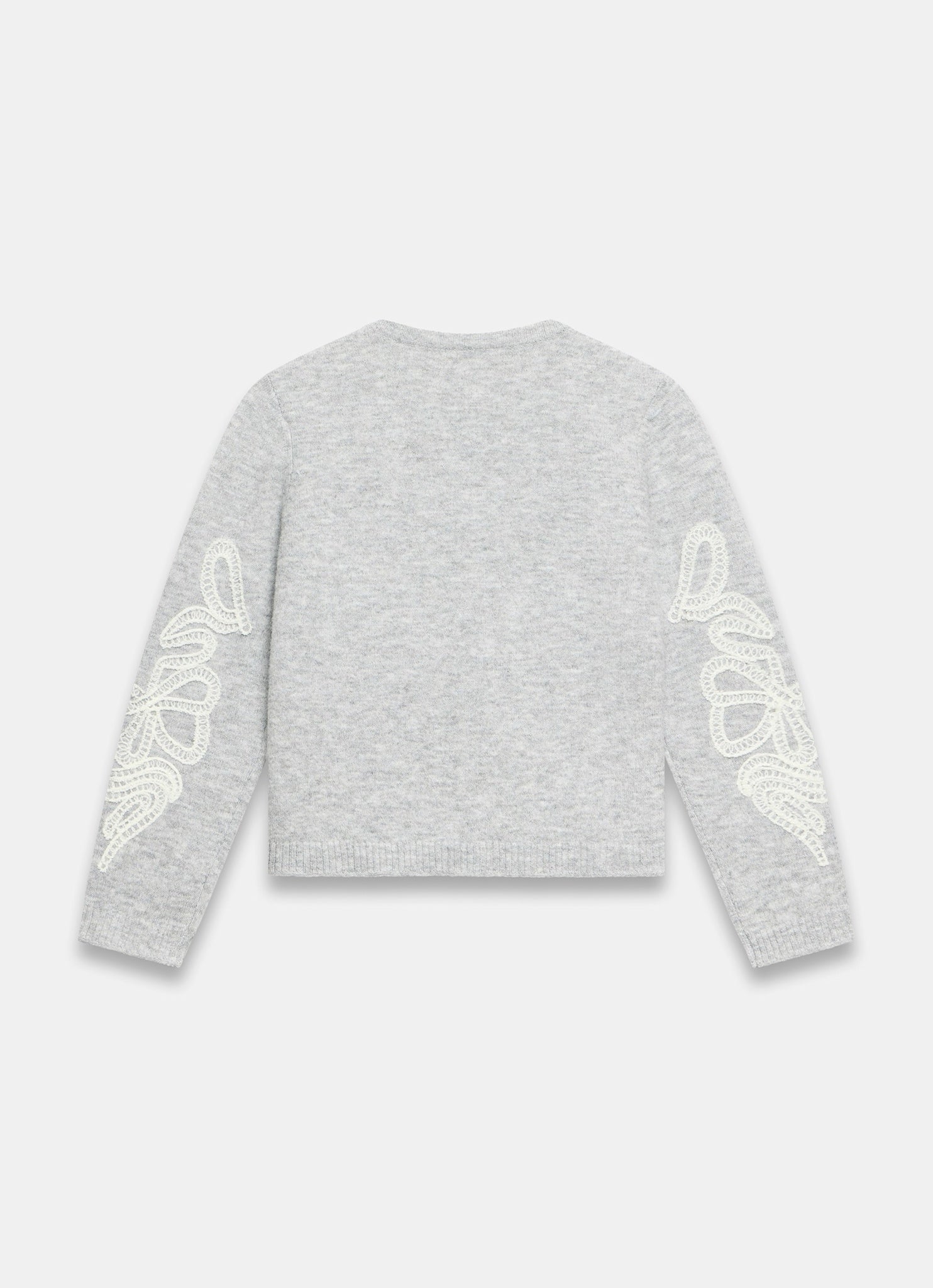 Grey Embroidered Knit Cardigan
