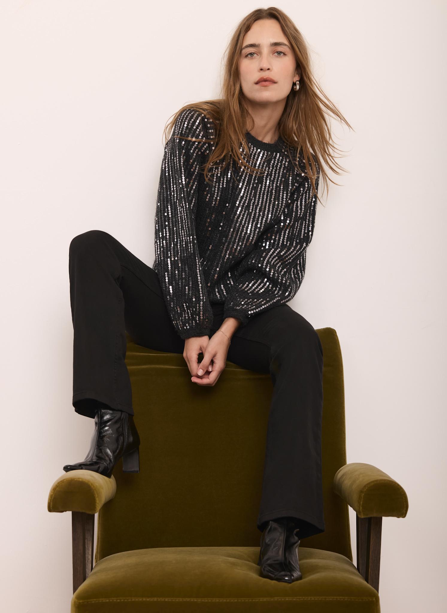 Grey Sequin Embellished Jumper