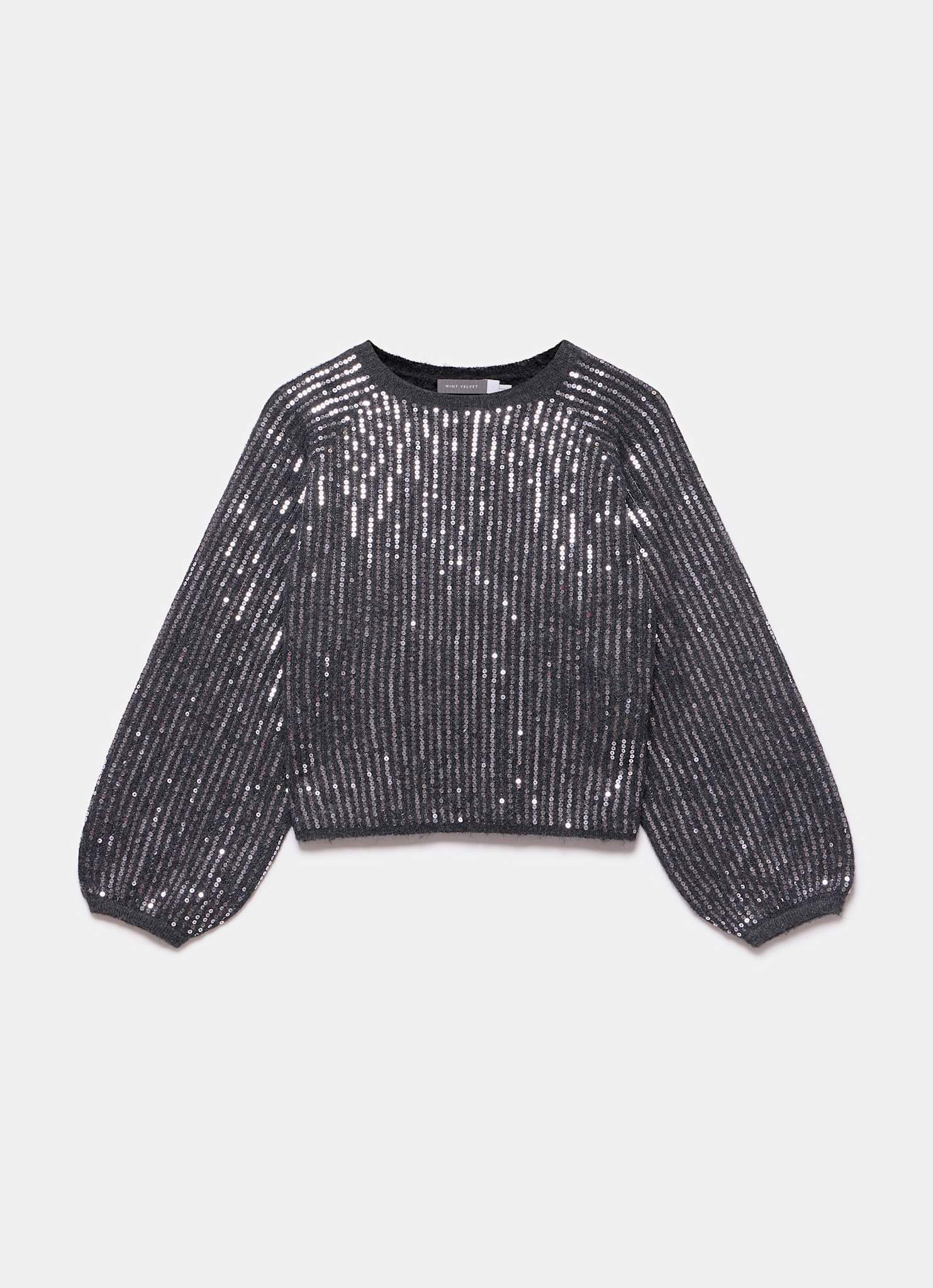 Grey Sequin Embellished Jumper