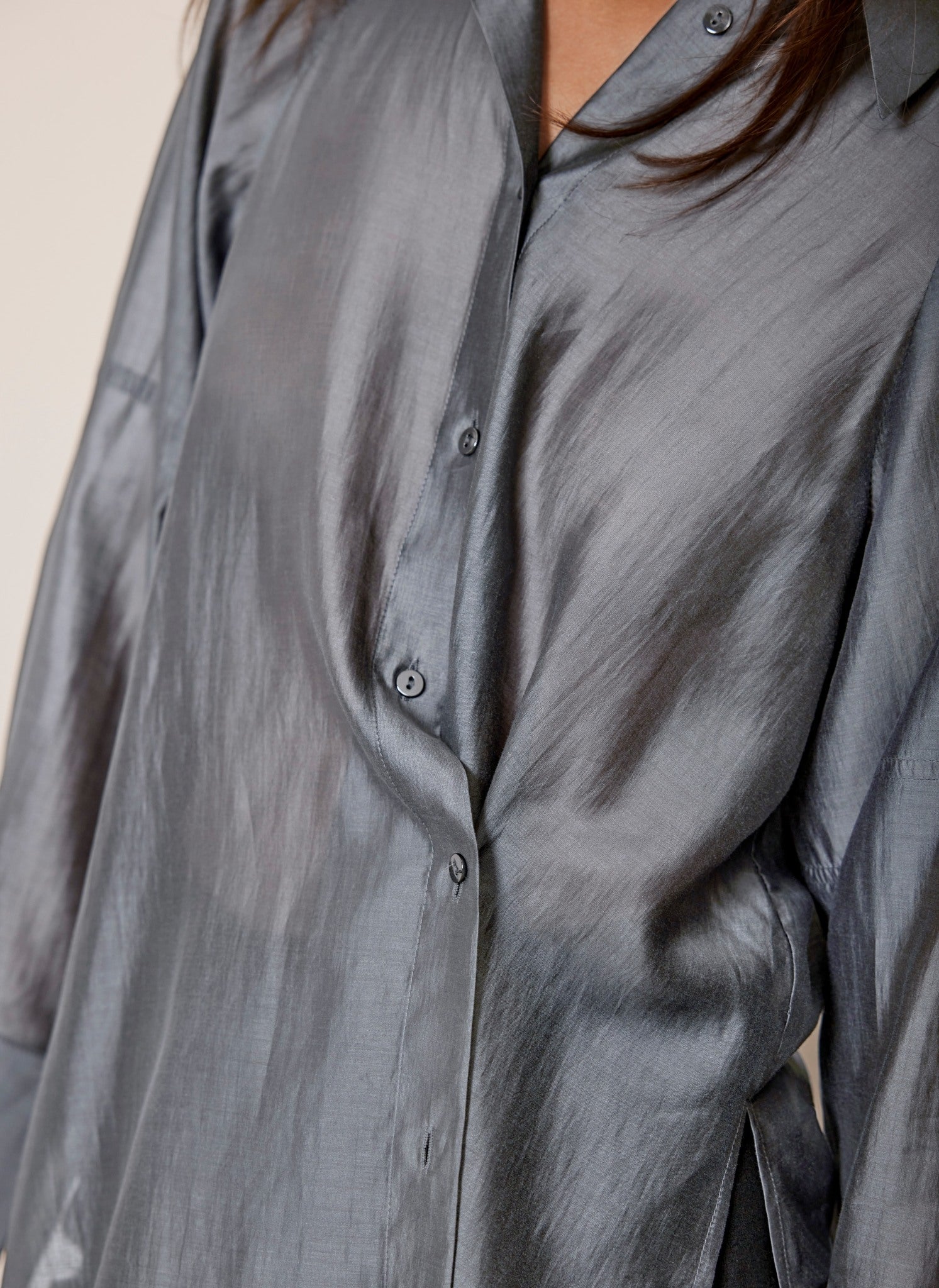 Grey Sheer Long Sleeve Shirt
