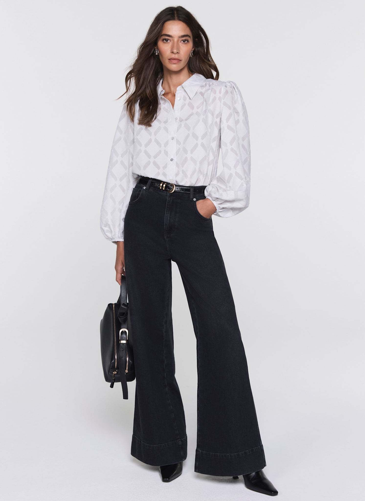 Grey Diamond Striped Jacquard Shirt