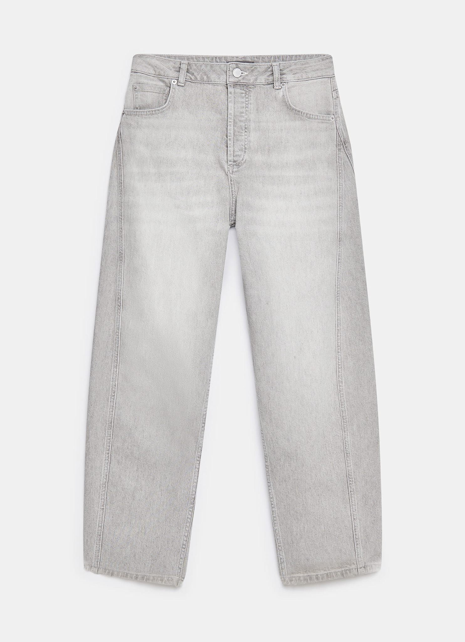 Grey Tapered Barrel Leg Jeans