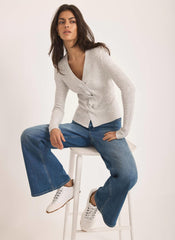 Grey Twist Knit Ribbed Top