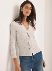 Grey Twist Knit Ribbed Top