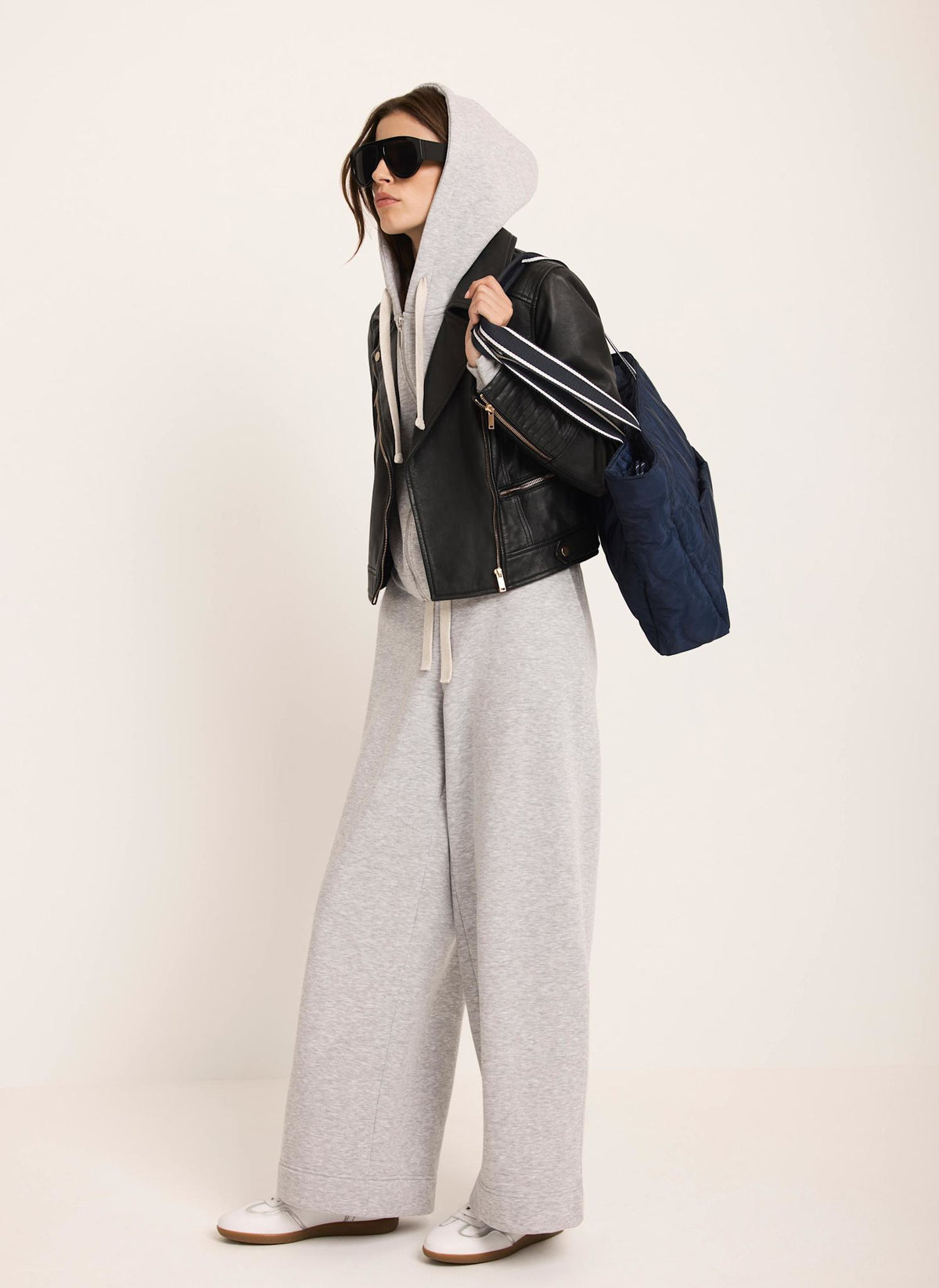 Grey Jersey Wide Leg Joggers