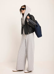 Grey Jersey Wide Leg Joggers
