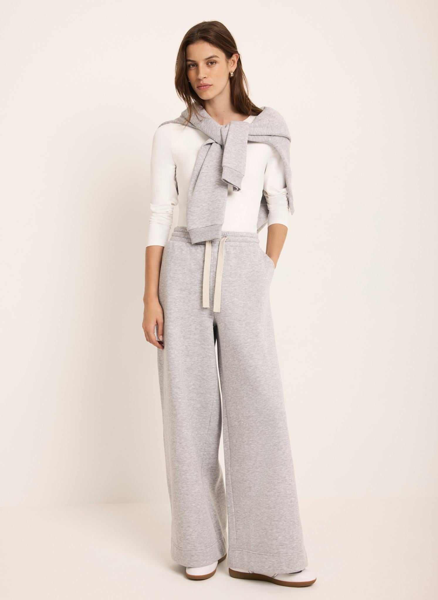 Grey Jersey Wide Leg Joggers