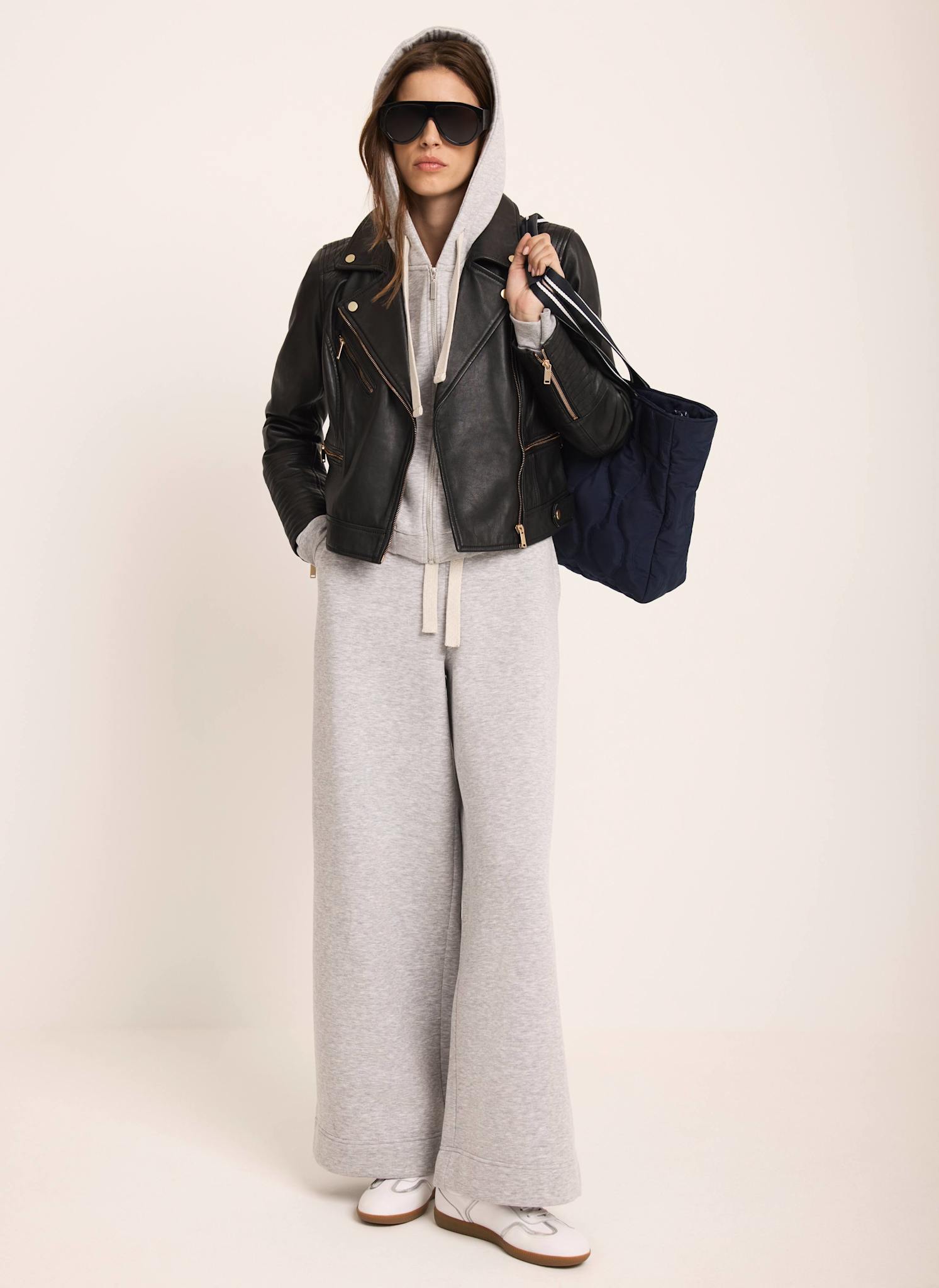 Grey Jersey Wide Leg Joggers