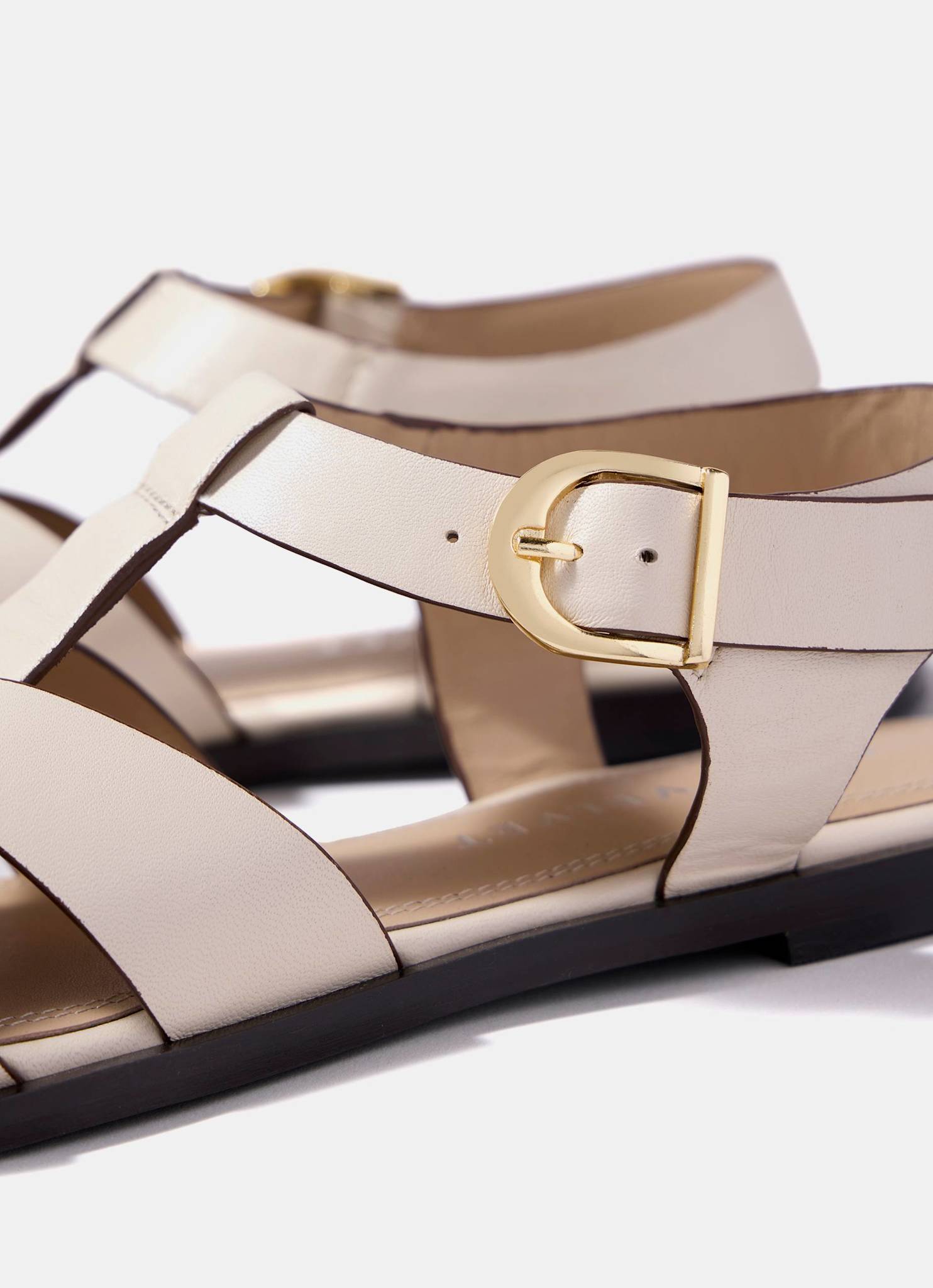 Hadley Cream Leather Fisherman Sandals