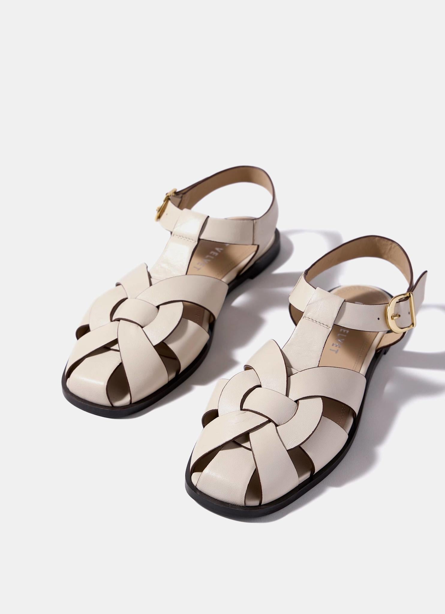 Hadley Cream Leather Fisherman Sandals