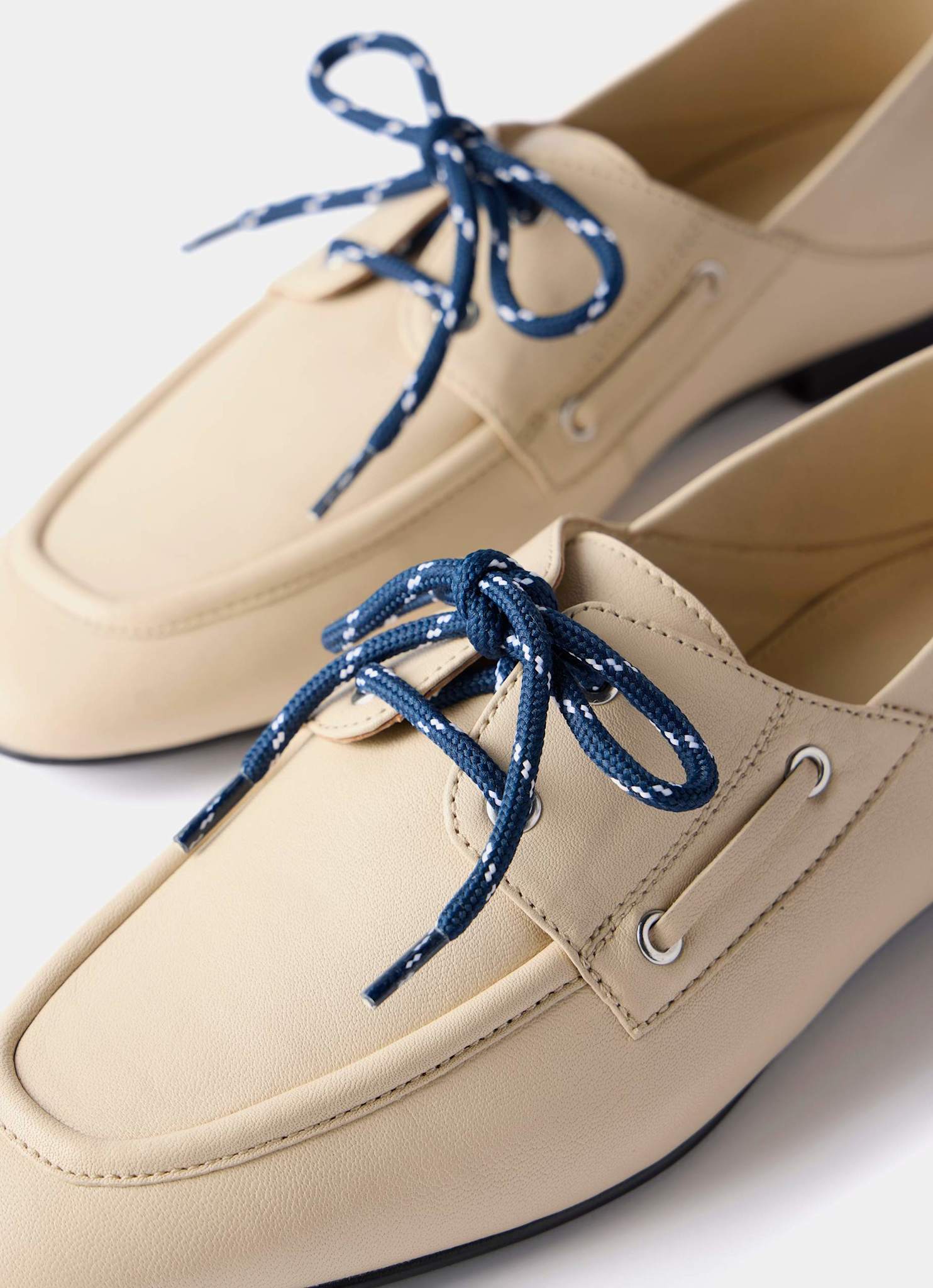 Hallie Cream Leather Deck Shoes