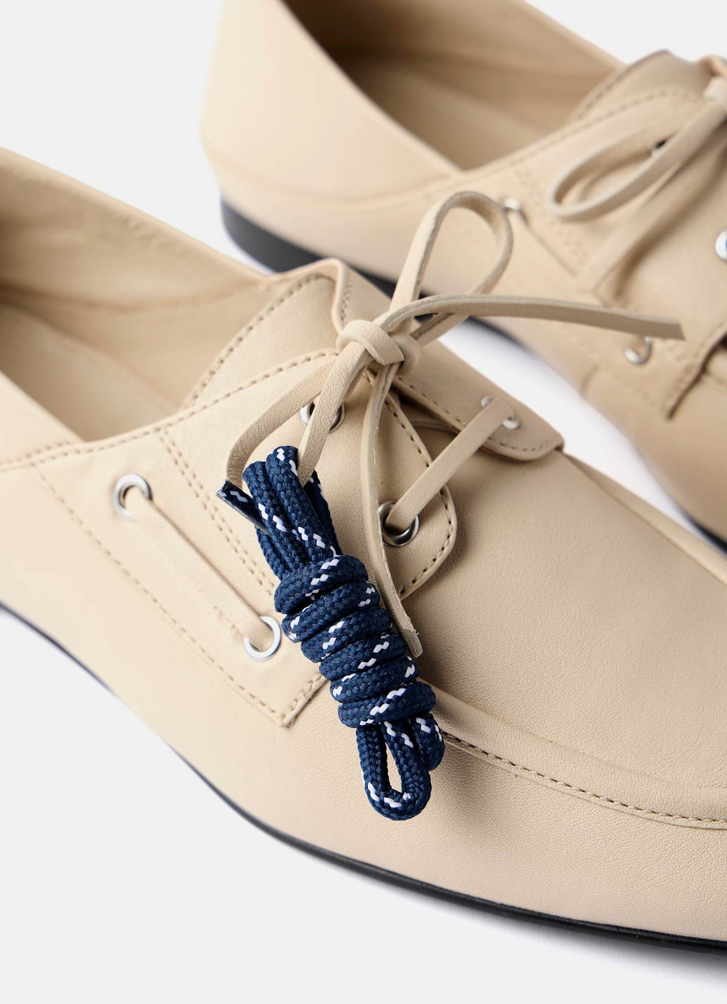 Hallie Cream Leather Deck Shoes