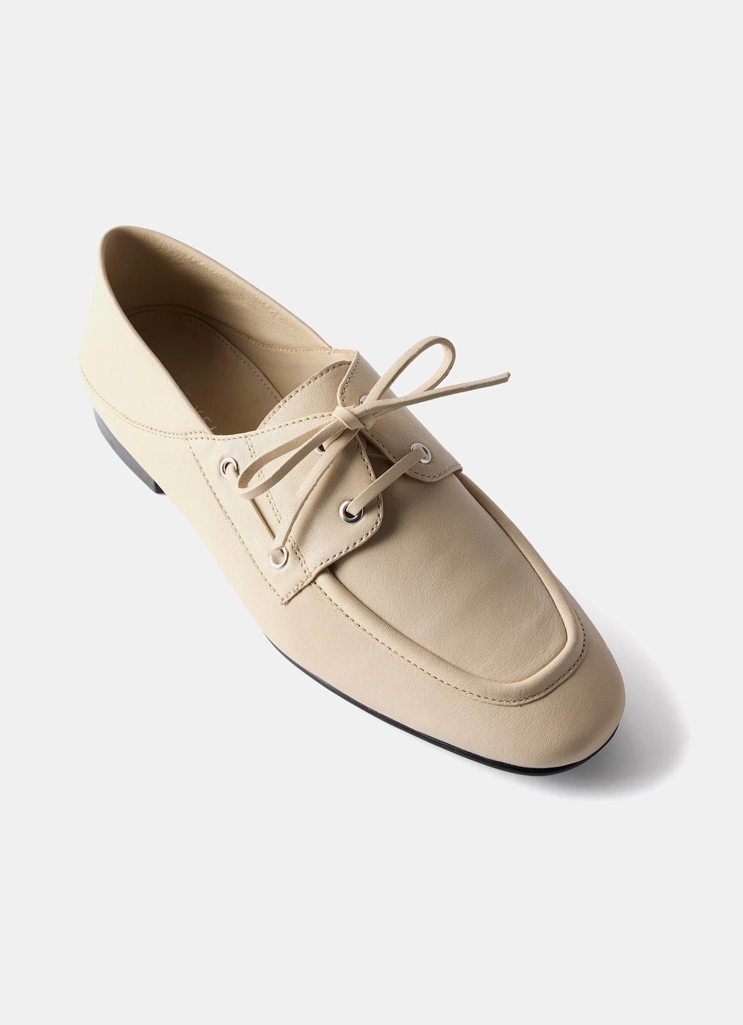 Hallie Cream Leather Deck Shoes
