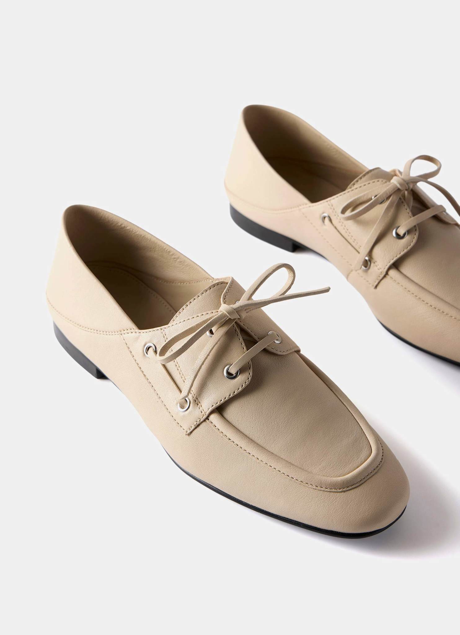 Hallie Cream Leather Deck Shoes