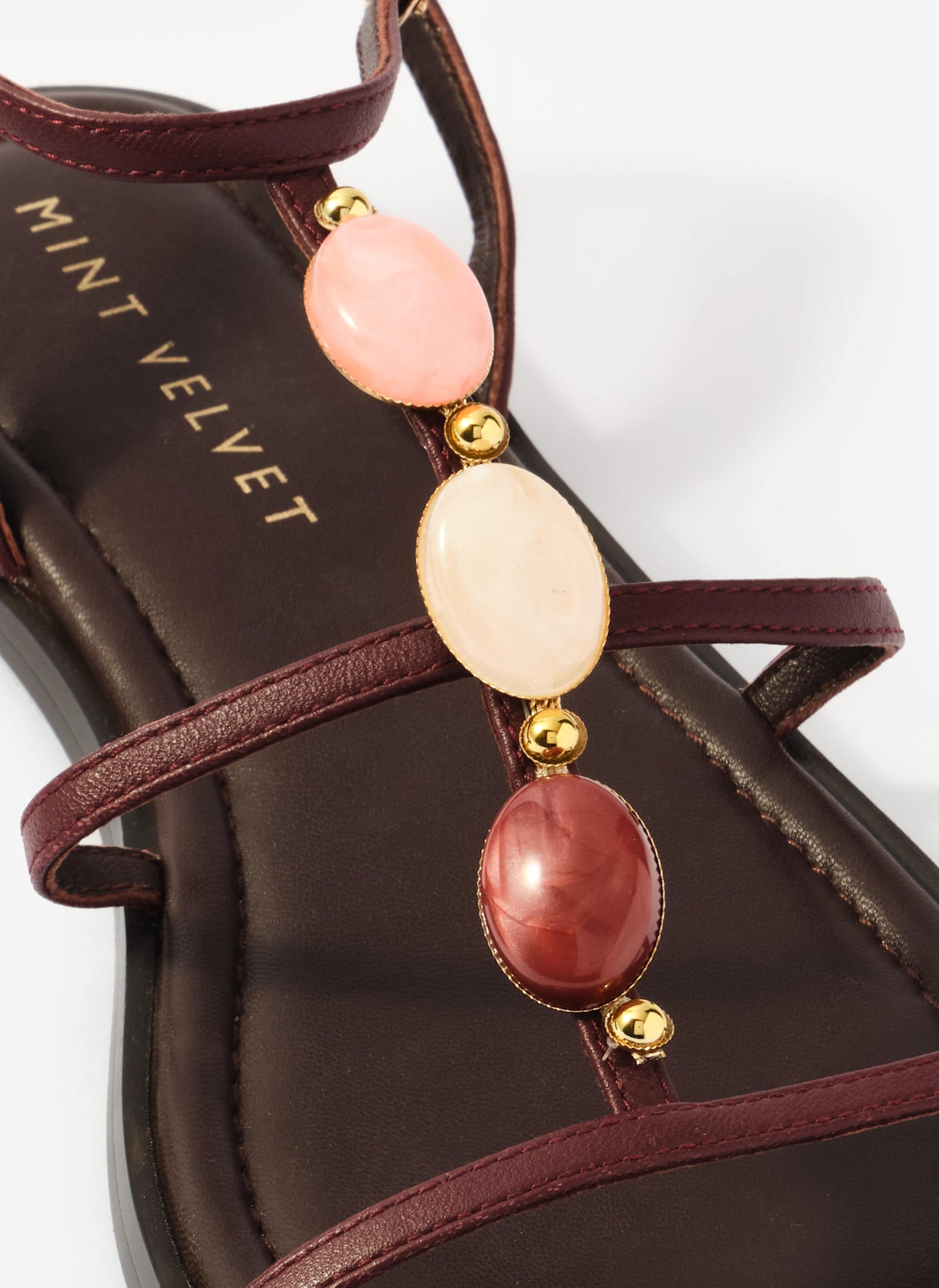 Hana Burgundy Leather Strappy Sandals
