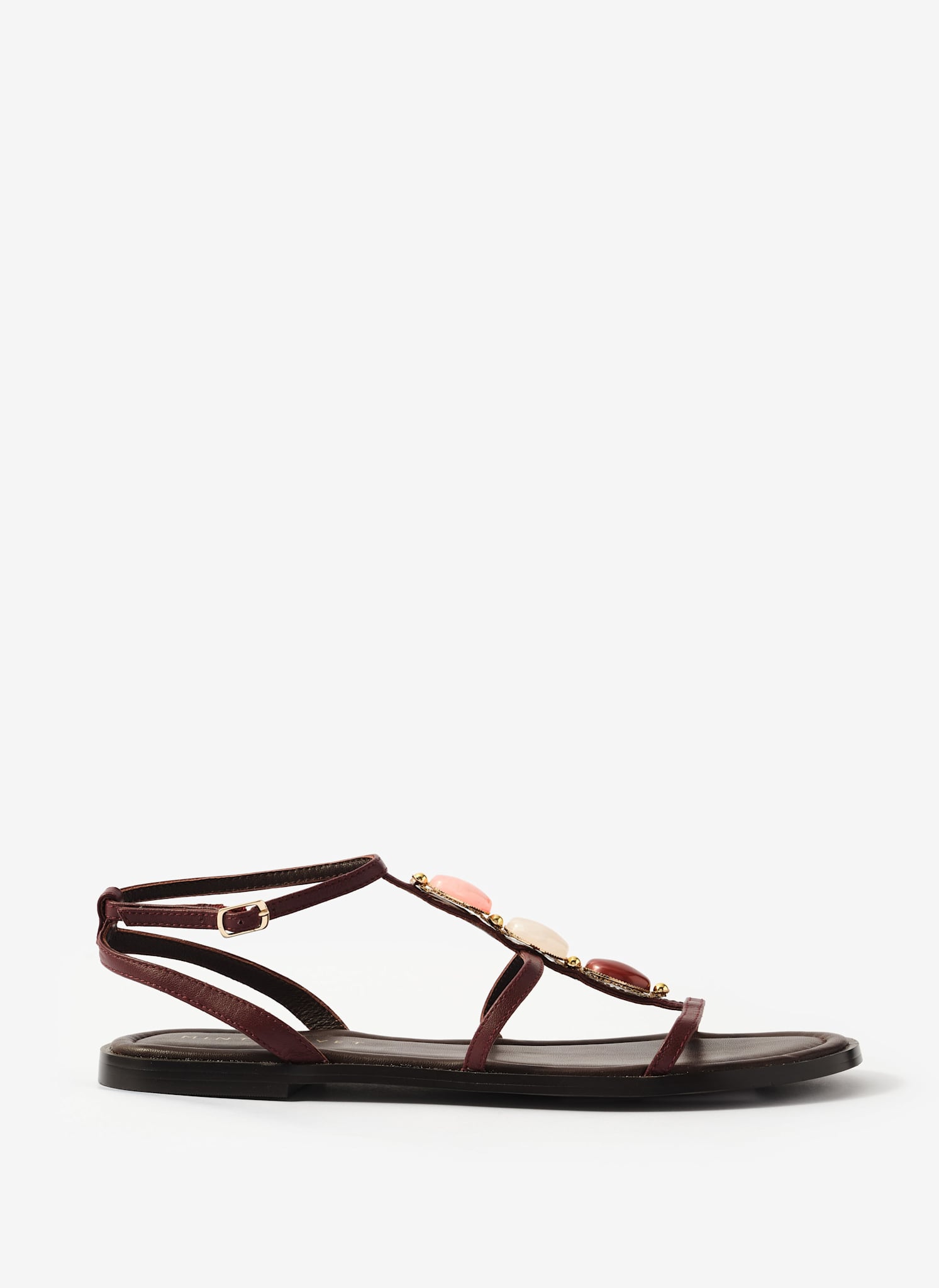 Hana Burgundy Leather Strappy Sandals