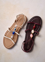 Hana Burgundy Leather Strappy Sandals