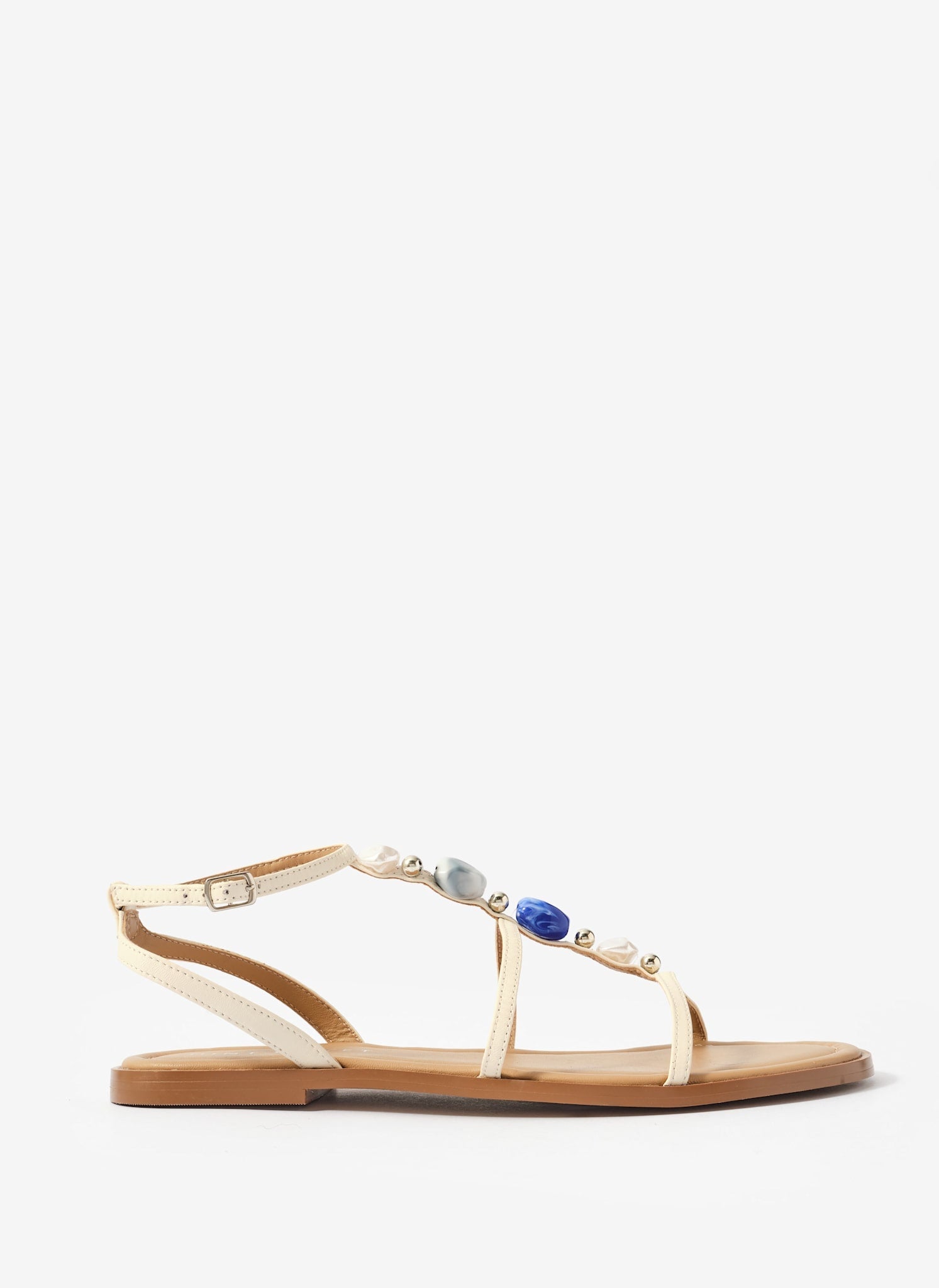 Hana Cream Leather Strappy Sandals