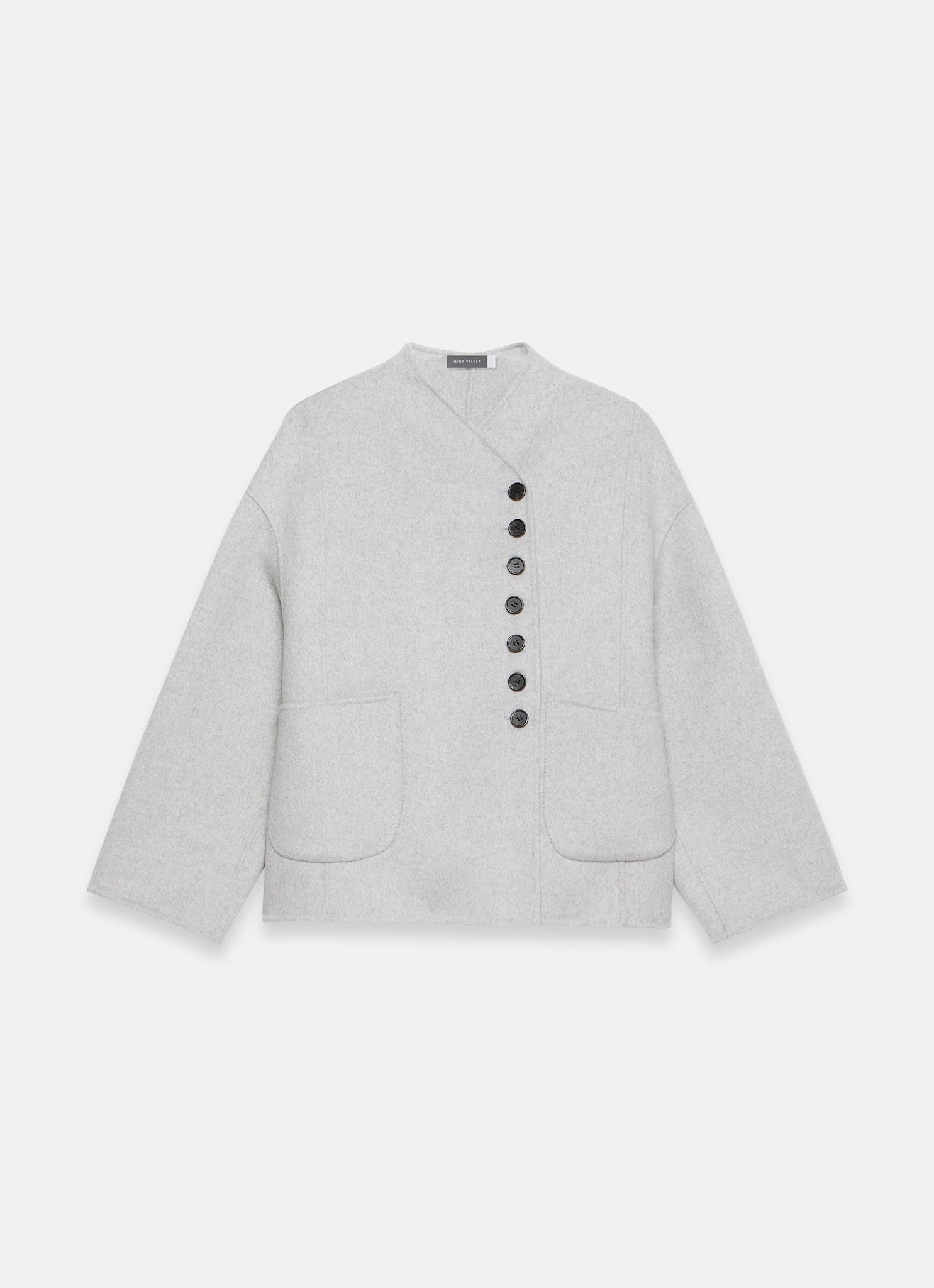Grey Hand Finished Button Detail Jacket