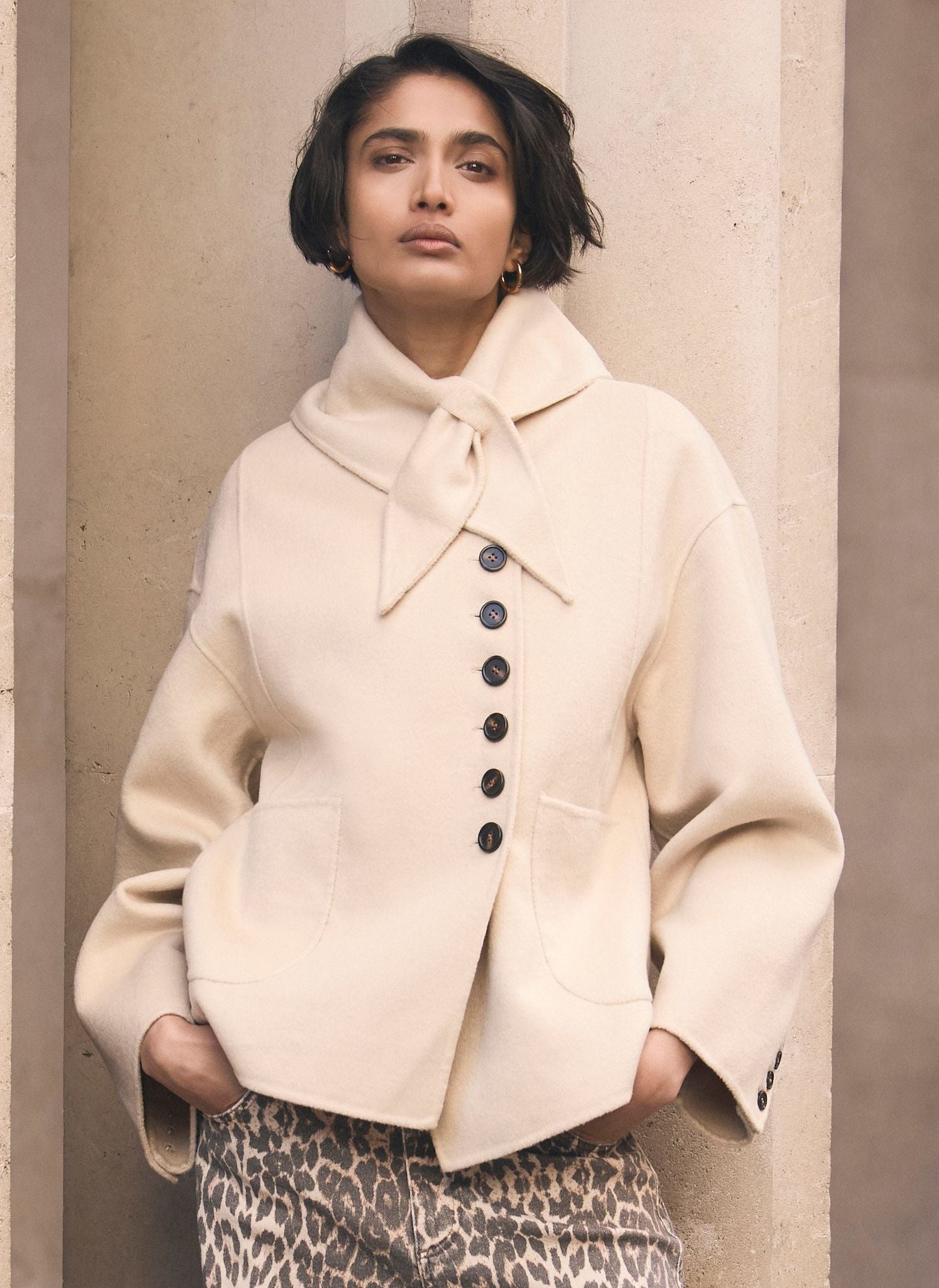 Neutral Hand Finished Button Detail Jacket