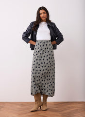 Navy Heart Print Maxi Skirt