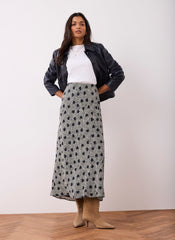 Navy Heart Print Maxi Skirt