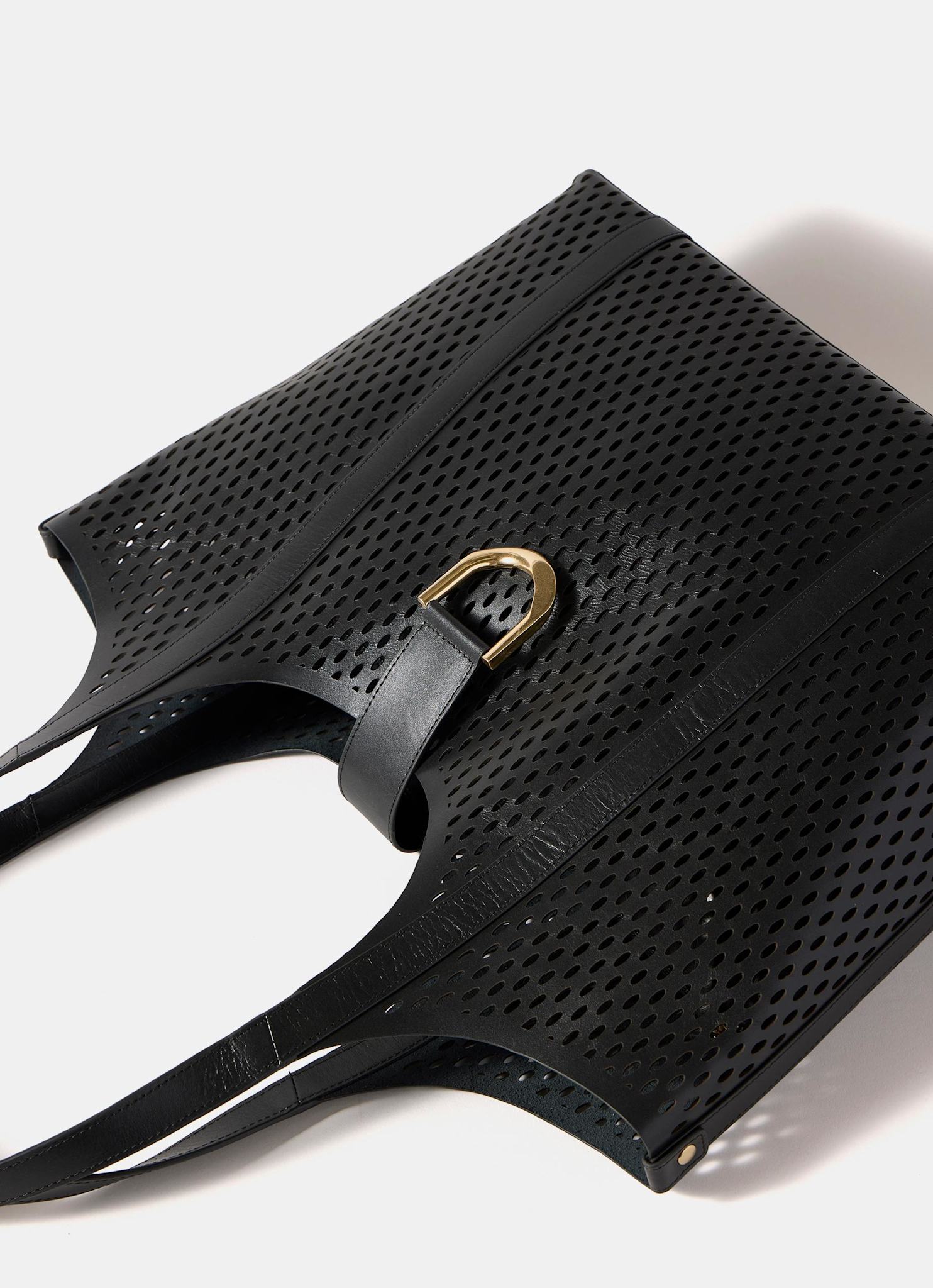 Harlow Black Leather Tote Bag