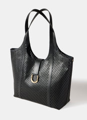 Harlow Black Leather Tote Bag