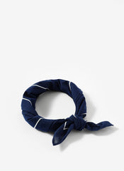 Navy Cotton Heart Embroidered Square Scarf
