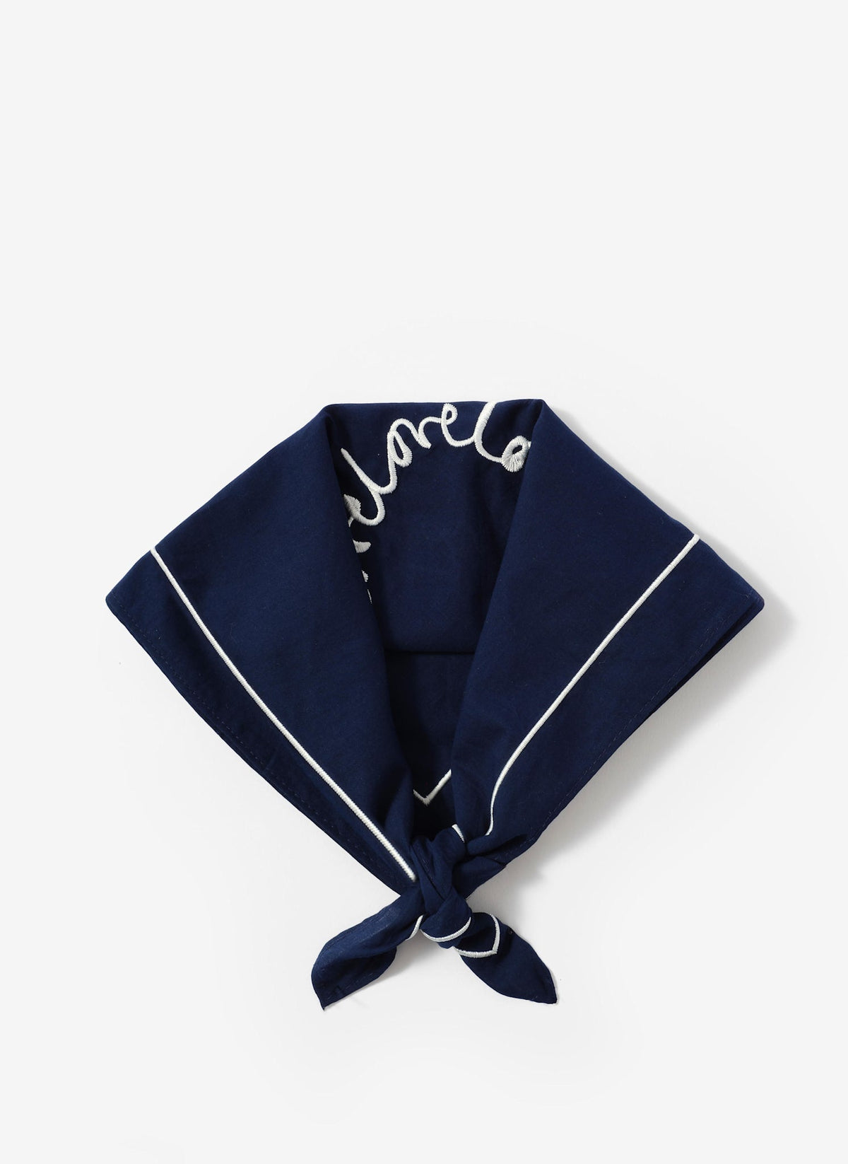 Navy Cotton Heart Embroidered Square Scarf