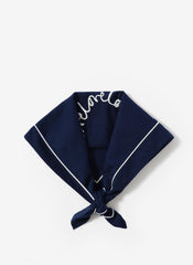 Navy Cotton Heart Embroidered Square Scarf