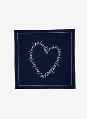 Navy Cotton Heart Embroidered Square Scarf