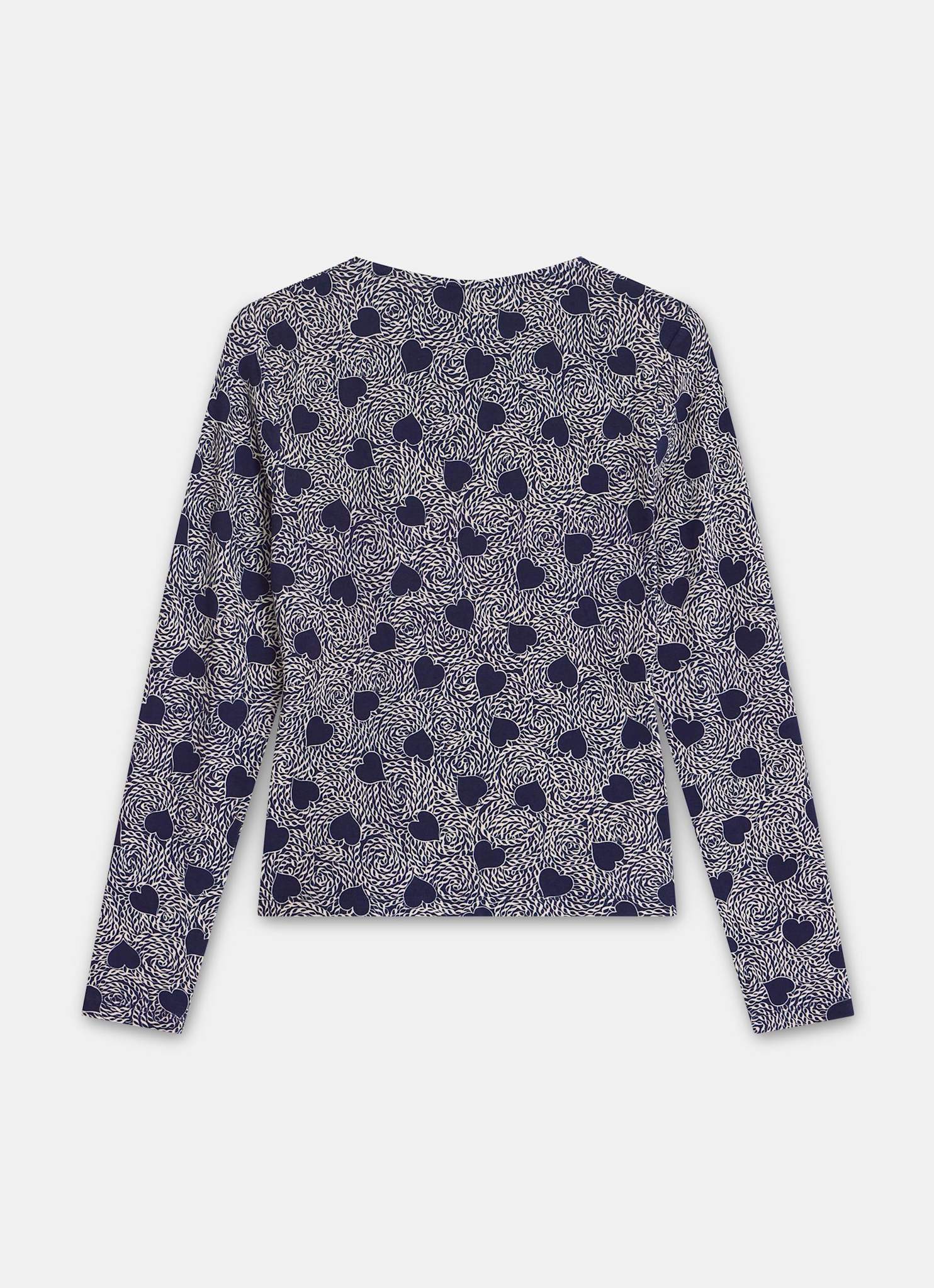 Navy Heart Print Zip Detail Top