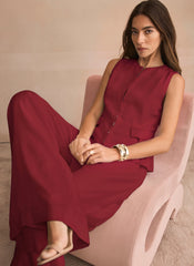 Burgundy Tailored Tie Back Waistcoat