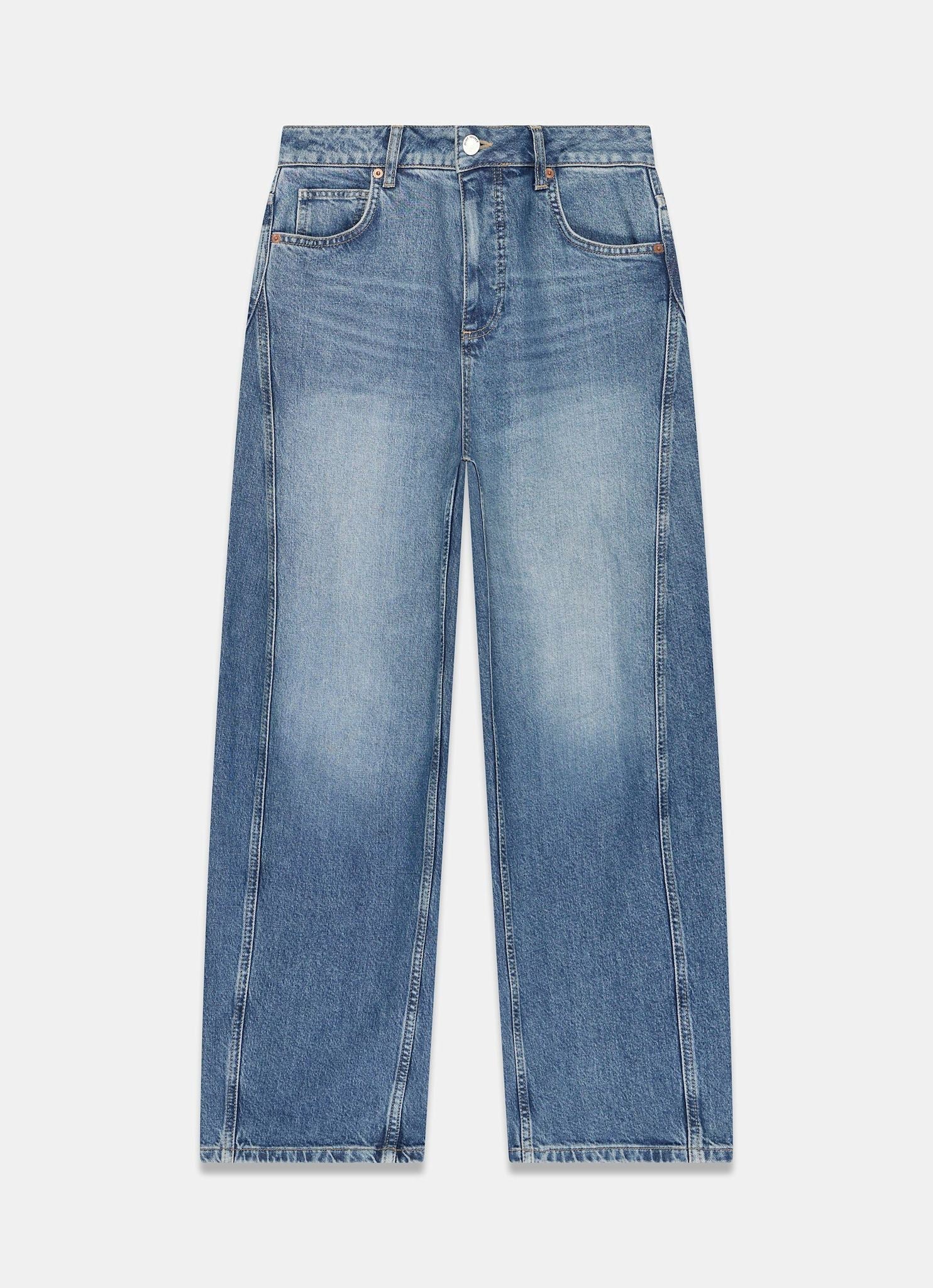 Mid Indigo Barrel Leg Jeans