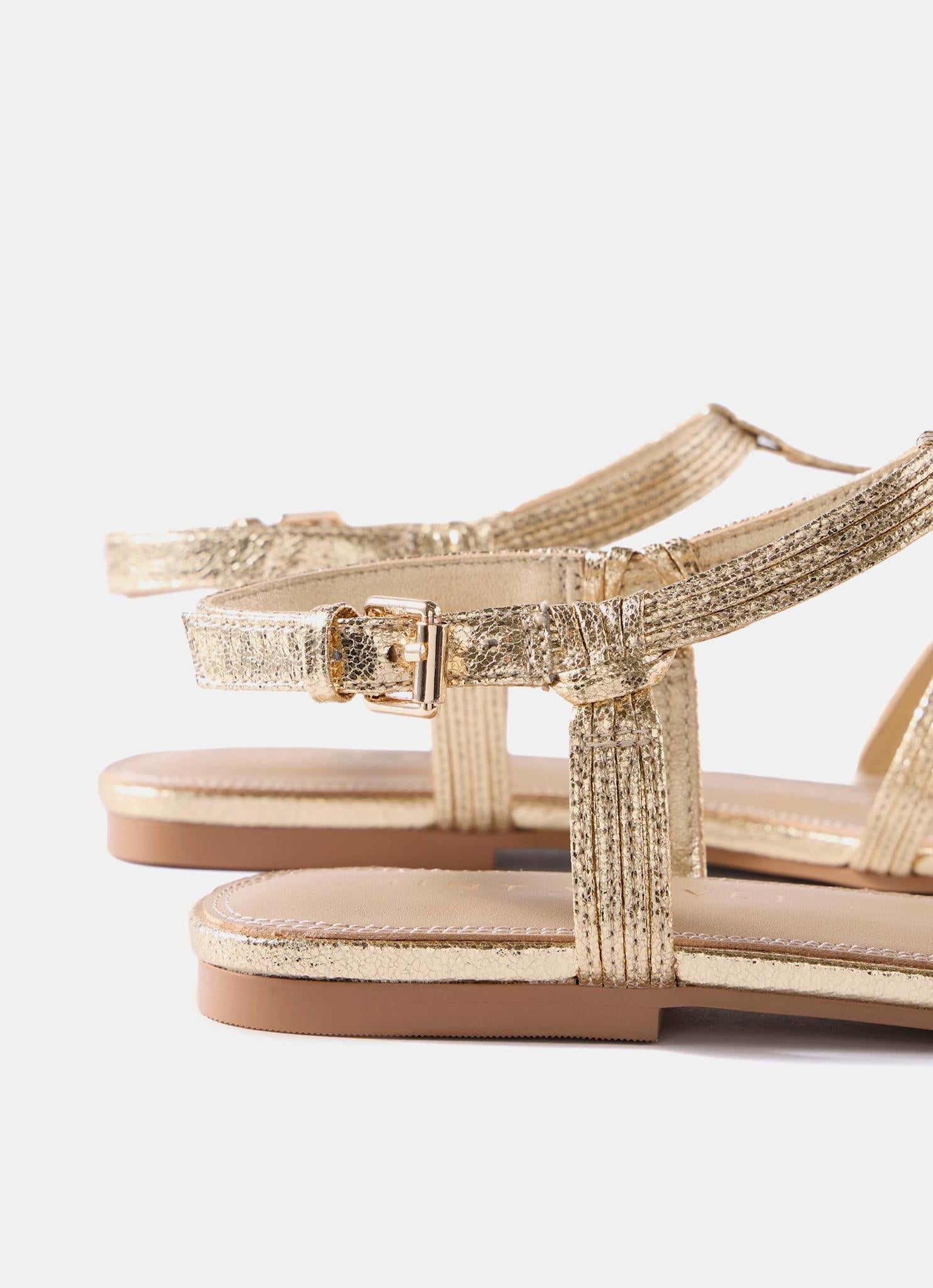 Hollie Gold Fisherman Flat Sandals