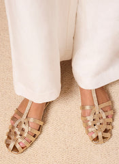 Hollie Gold Fisherman Flat Sandals