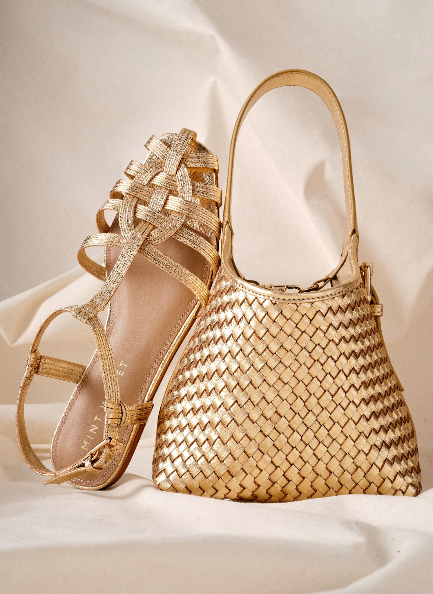 Hollie Gold Fisherman Flat Sandals