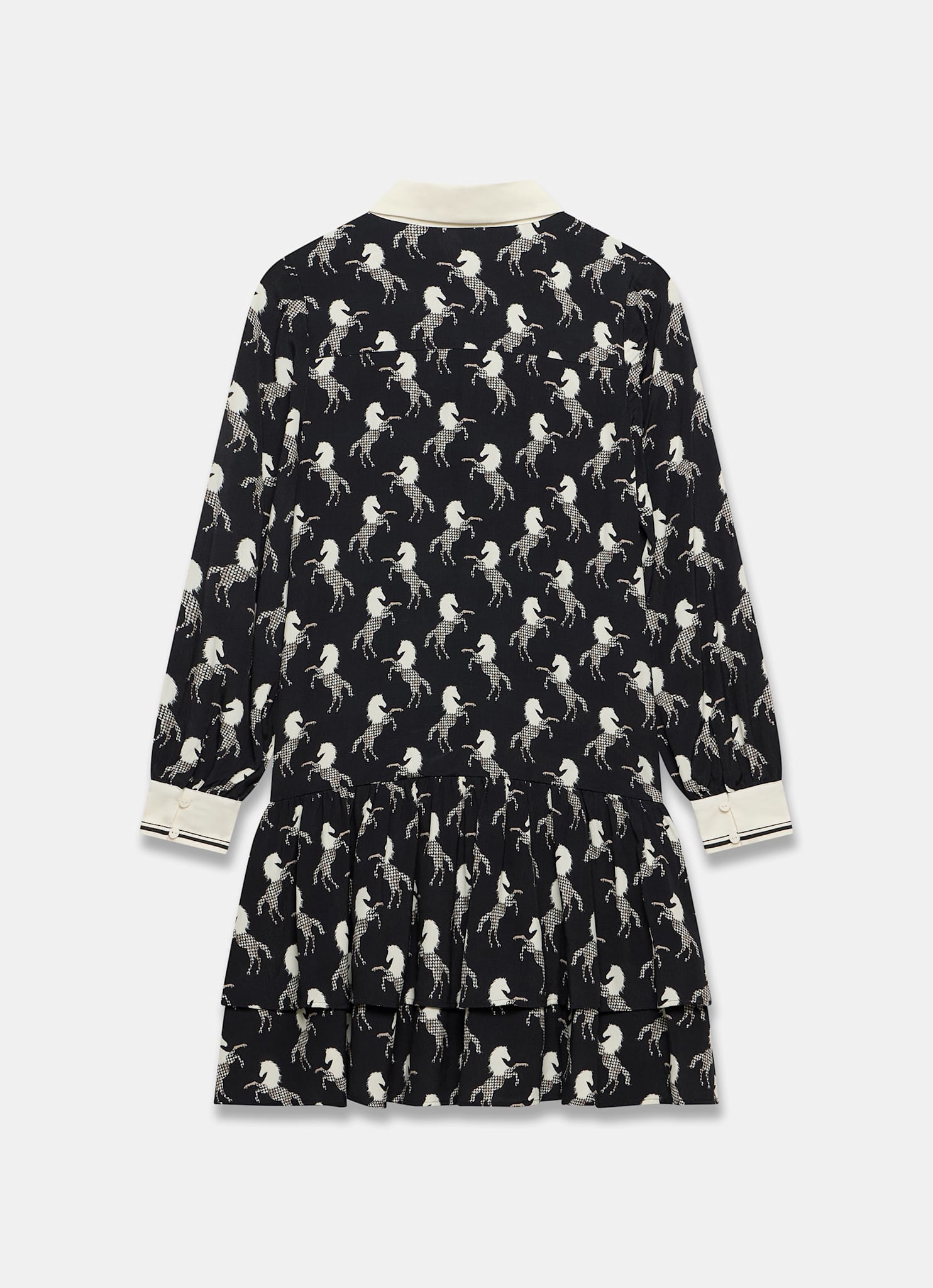 Black Horse Print Mini Shirt Dress