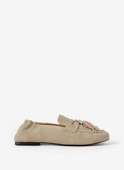 Indie Neutral Suede Beaded Loafers