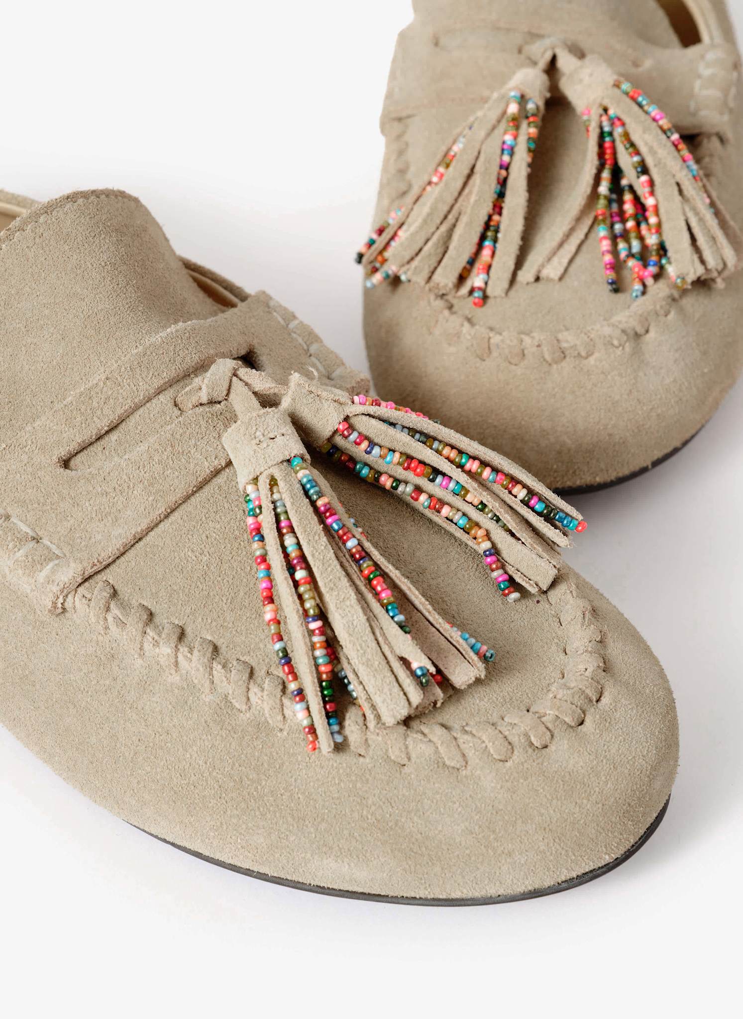 Indie Neutral Suede Beaded Loafers